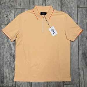 Eastside Golf Polo Zip Shirt Mens Short Sleeve Performance Logo Orange Tech Sz M